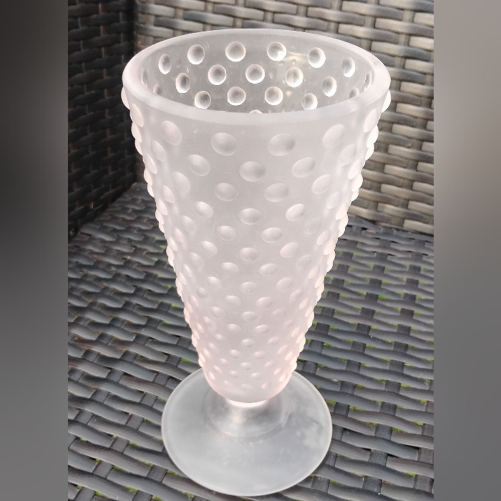 Vintage Indiana Glass Pink Pedestal Hobnail Vase